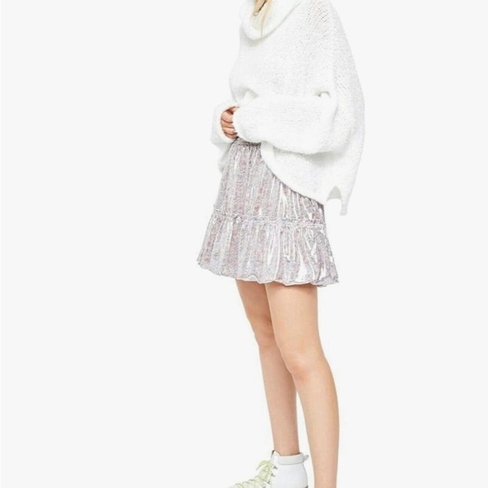 Free People Gold and Silver Bubble Mini Skirt